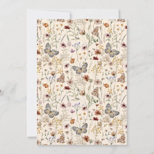 ボホ素朴バタフライ秋ワイルドフラワー結婚ズ 招待状 (裏面)