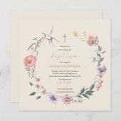 ボホ素朴バラと蘭の花が私たちに参加 招待状 (正面/裏面)