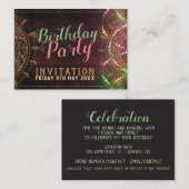 ボホ素朴バースデーパーティーミニ招待状カード 名刺 (正面/裏面)