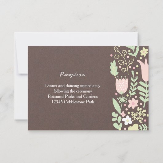 ボホ素朴パステルフラワーリース結婚ズ 招待状 (正面)