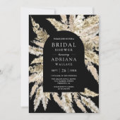 ボホ素朴パンパスアーチブラックブライダルシャワー 招待状 (正面)