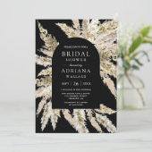 ボホ素朴パンパスアーチブラックブライダルシャワー 招待状 (スタンド正面)