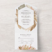 ボホ素朴パンパスグラスドライパーム葉ズ結婚ズ オールインワン招待状 (内側)