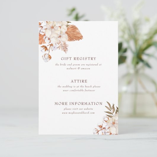 ボホ素朴パンパスグラスフローラ砂漠結婚の エンクロージャーカード (スタンド正面)