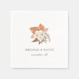 ボホ素朴パンパスグラスフローラ砂漠結婚の スタンダードカクテルナプキン