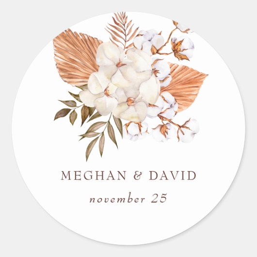 ボホ素朴パンパスグラスフローラ砂漠結婚の ラウンドシール (正面)