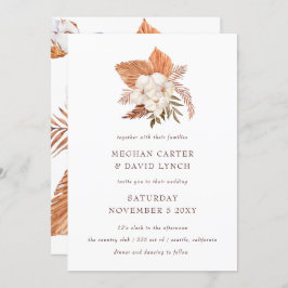 ボホ素朴パンパスグラスフローラ砂漠結婚の 招待状