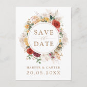 ボホ素朴パンパスグラフラワーグリーナリー結婚ズ 案内ポストカード (正面)