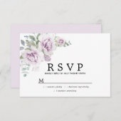 ボホ素朴パープルバラフローラキンセアニェラRSVP 出欠カード (正面/裏面)