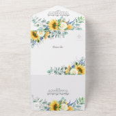 ボホ素朴ヒマワリとバラ結婚ズ オールインワン招待状 (外側)