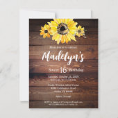 ボホ素朴ヒマワリの木の納屋スウィート16誕生日 招待状 (正面)