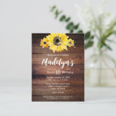 ボホ素朴ヒマワリの木の納屋スウィート16誕生日 招待状 (スタンド正面)
