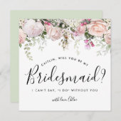 ボホ素朴ピンクのフローラが私の花嫁になる 招待状 (正面/裏面)