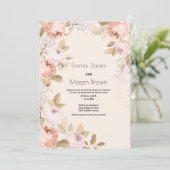ボホ素朴ピンクサンゴアイボリーフローラ結婚テーマ 招待状 (スタンド正面)