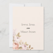 ボホ素朴ピンクサンゴアイボリーフローラ結婚テーマ 招待状 (裏面)