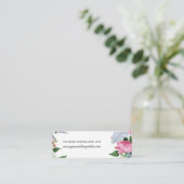 ボホ素朴ピンク薄紫ブルーフローラの結婚ウェブサイト スキニー名刺 (スタンド正面)