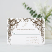 ボホ素朴ピーコックヴィンテージラブバードウェディングRSVP 出欠カード (スタンド正面)