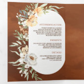 ボホ素朴ピーチ自然フローラテラコッタ結婚ス 三つ折り招待状 (内部最初)