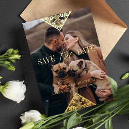 ボホ素朴ファンシーレースエフェクトお洒落タイポグラフィ 箔招待状