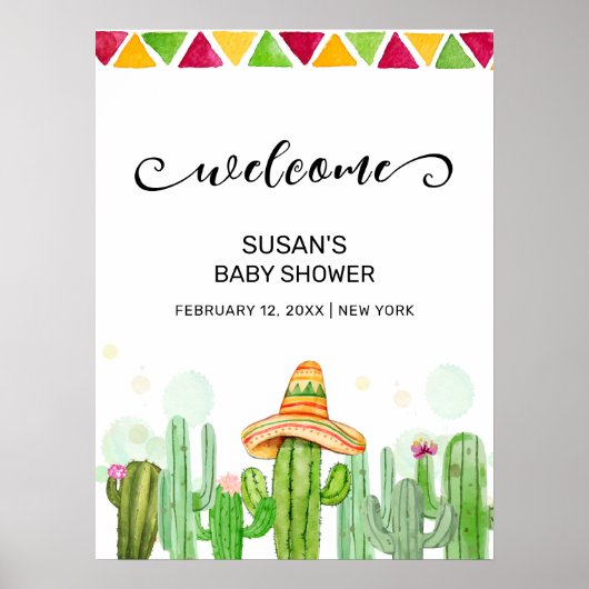 ボホ素朴フィエスタタコサボベビーシャワーウェルカム ポスター (正面)