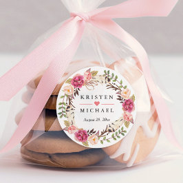 ボホ素朴フェザーフローラリース結婚式の引き出物 ラウンドシール