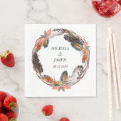 ボホ素朴フェザーリース結婚ズ スタンダードランチョンナプキン (インサイチュ)