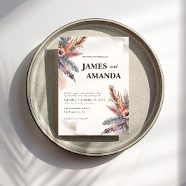 ボホ素朴フェザー結婚式招待状 招待状