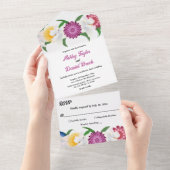 ボホ素朴フカラフルォフラワー春結婚フローラ オールインワン招待状 (貼ってはがせる)
