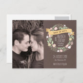 ボホ素朴フラワーリース写真保存日時 案内ポストカード (正面/裏面)