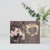 ボホ素朴フラワーリース写真保存日時 案内ポストカード (スタンド正面)