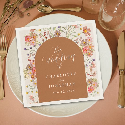 ボホ素朴フローラアーチ秋の結婚式 スタンダードカクテルナプキン