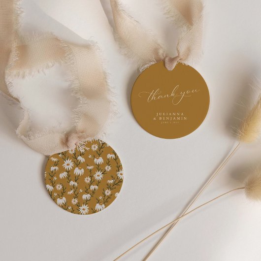 ボホ素朴フローライエロー結婚ズのカスタム フェイバータグ