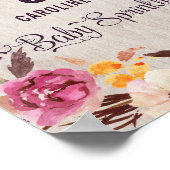 ボホ素朴フローラウェルカムサインベビー散水 ポスター (角)