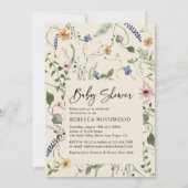 ボホ素朴フローラエレガントニュートラルベイビーシャワー 招待状 (正面)