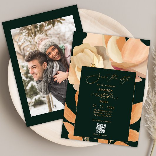 ボホ素朴フローラグリーン日付招待状の保存 招待状