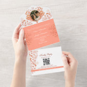 ボホ素朴フローラコーラル結婚ズ オールインワン招待状 (貼ってはがせる)
