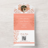 ボホ素朴フローラコーラル結婚ズ オールインワン招待状 (内側)