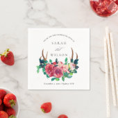 ボホ素朴フローラスタッグ〔雄ジカの〕枝角結婚ズサンキュー スタンダードカクテルナプキン (インサイチュ)