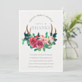ボホ素朴フローラスタン〔雄ジカの〕枝角ブライダルシャワー サンキューカード (スタンド正面)