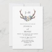 ボホ素朴フローラスタン〔雄ジカの〕枝角結婚ズの写真 招待状 (正面)