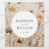 ボホ素朴フローラパーソナライズされた結婚ズ ワインラベル (シングルラベル)