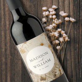 ボホ素朴フローラパーソナライズされた結婚ズ ワインラベル