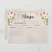 ボホ素朴フローラブライダルシャワーレシピカード ポストカード (正面/裏面)