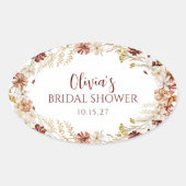 ボホ素朴フローラブルゴーニュブライダルシャワーカスタム 楕円形シール (正面)