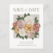 ボホ素朴フローラブーケエレガント日付の保存 ポストカード (正面)