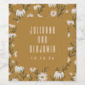 ボホ素朴フローラマスタード結婚イエローカスタムズ ワインラベル (シングルラベル)