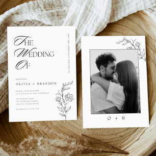 ボホ素朴フローラモダンミニマ結婚リスト写真 招待状