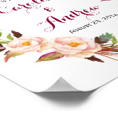 ボホ素朴フローラリース歓迎結婚のサイン ポスター (角)