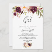 ボホ素朴フローラ女の子の赤ちゃんシャワー 招待状 (正面)