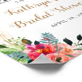 ボホ素朴フローラ水彩ブライダルシャワー標識 ポスター (角)